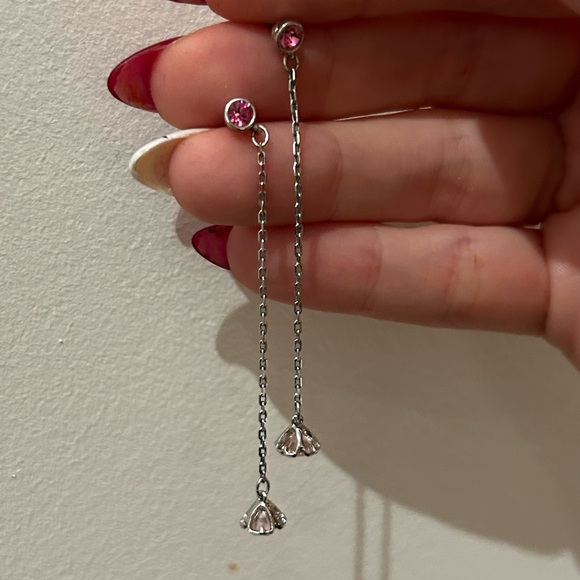 Swarovski Pink Drop Earrings - Picture 2 of 5